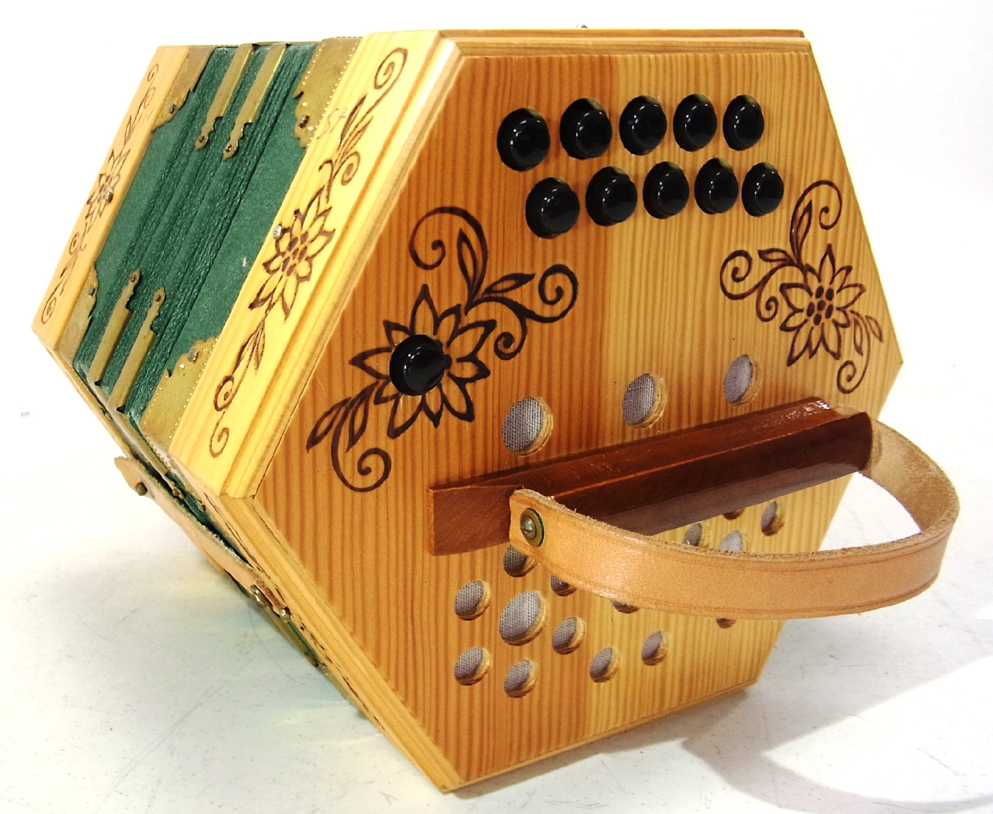 Alte deutsche Konzertina Concertina DDR 2 x 10 Diskantknöpfe kleines