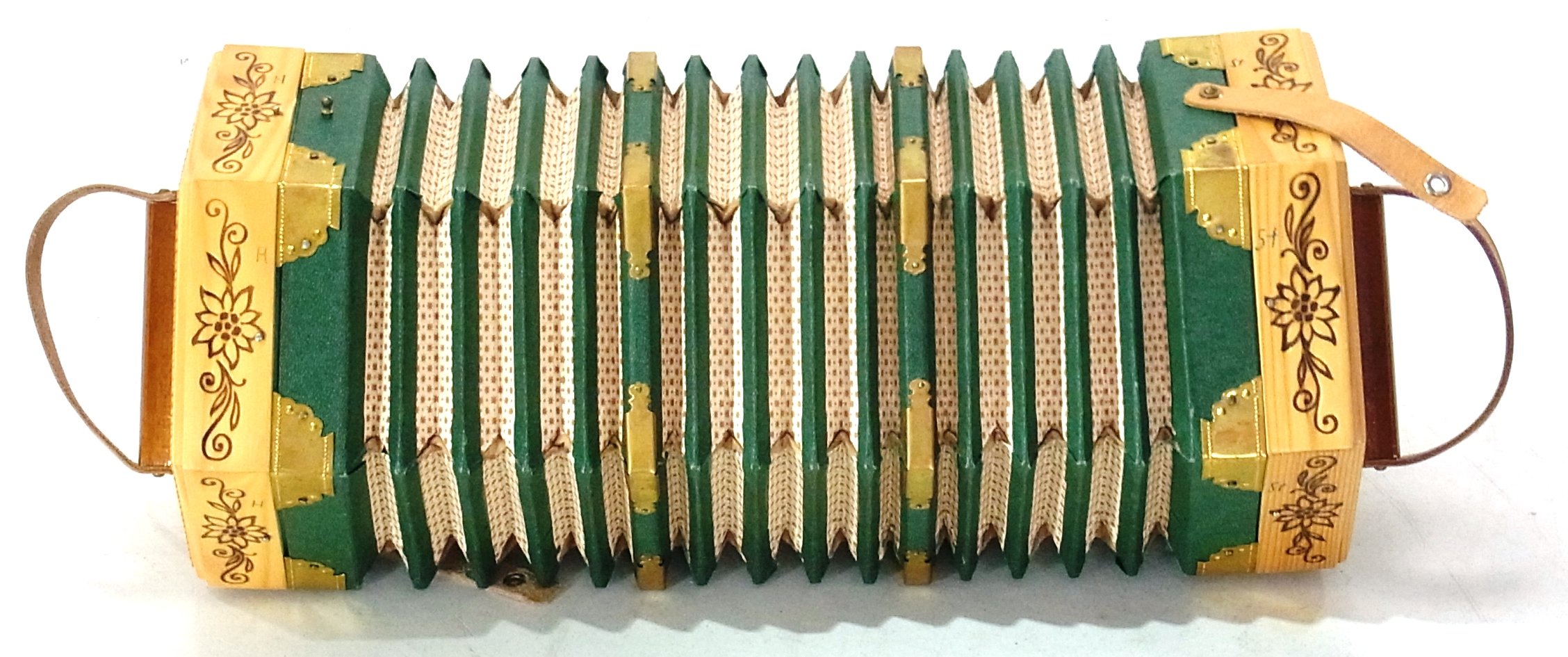 Alte deutsche Konzertina Concertina DDR 2 x 10 Diskantknöpfe kleines