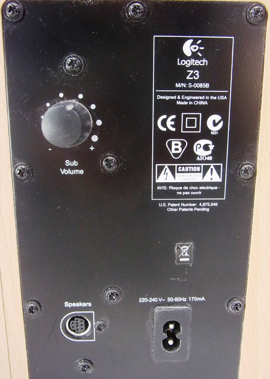 Logitech Z3 Soundsystem M/NS0085B 2.1 SoundSystem PC Subwoofer + 2