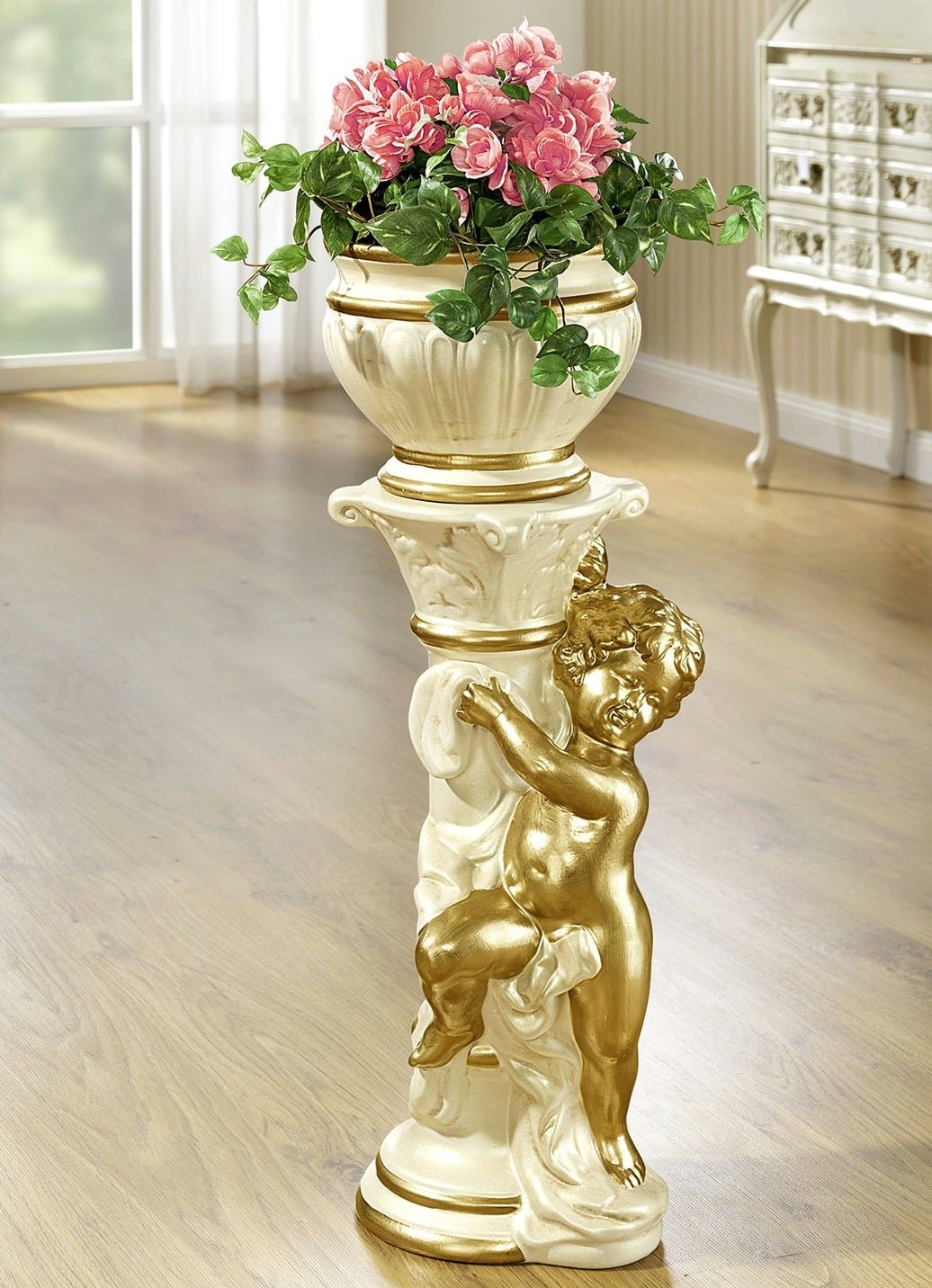 Blumensäule mit Übertopf Säule Ablage Blumenständer Dekosäule