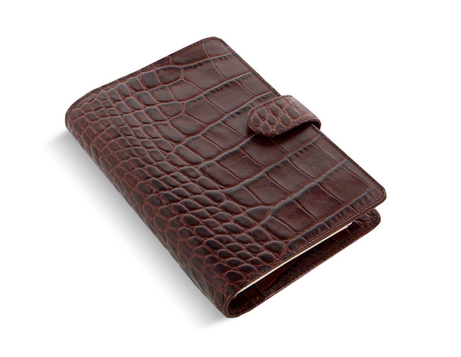 Filofax Classic Croc Personal Chestnut Brown Organiser Leather A6