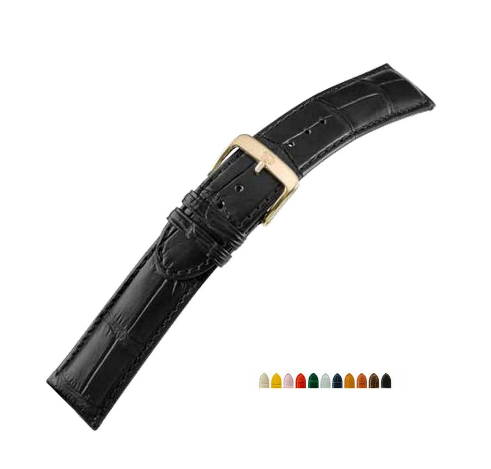 Cinturino 12mm/18 mm/19 mm/20mm/21 mm/22 mm/24 millimetri in pelle morbida di vitello Cinturino Alligatore del cinturino nero in oro rosa 20mm