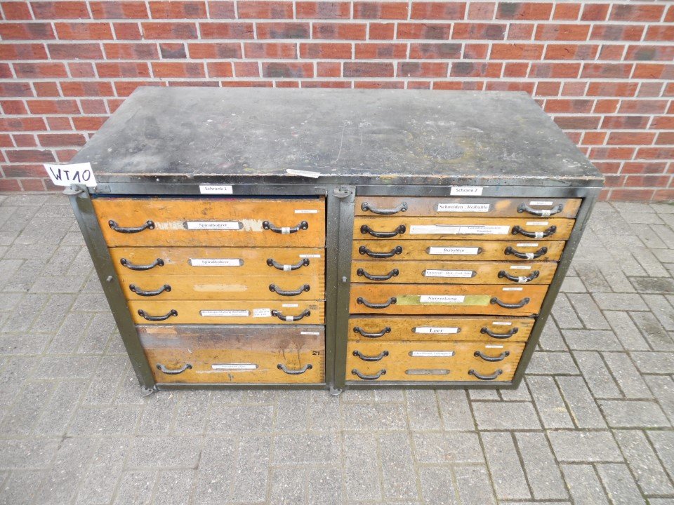 1x Werkzeugschrank Schubladenschrank mit 10 Auszügen ex BW Bundeswehr (WT10)